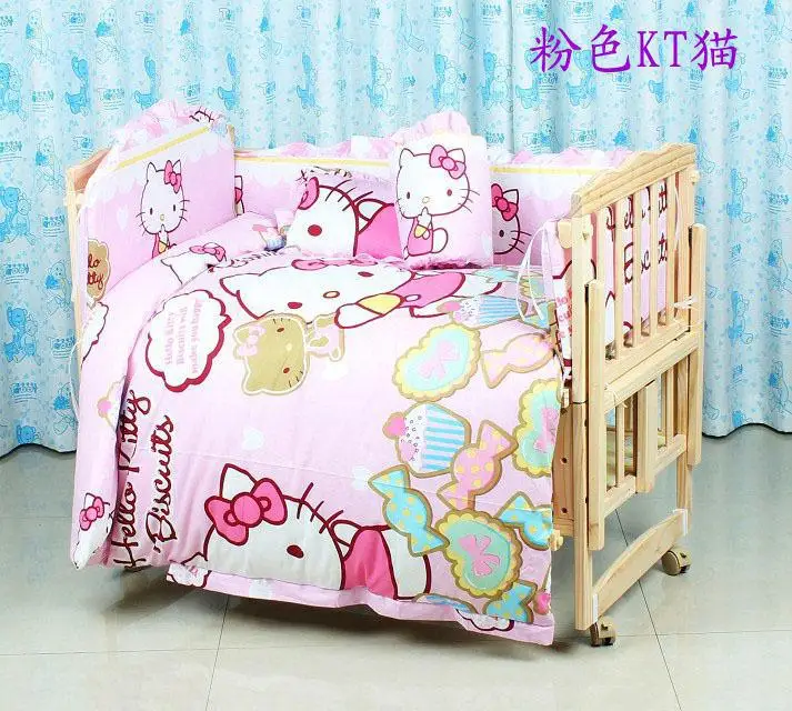 

7PCS 100*60/110*65cm Cartoon baby cotton Applique crib bedding set for boys baby bumper (bumper+matress+pillow+quilt)