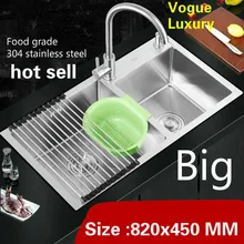 Кухня ручная раковина двойной паз высокой емкости vogue мыть овощи wogue 304 нержавеющая сталь 820x450 мм