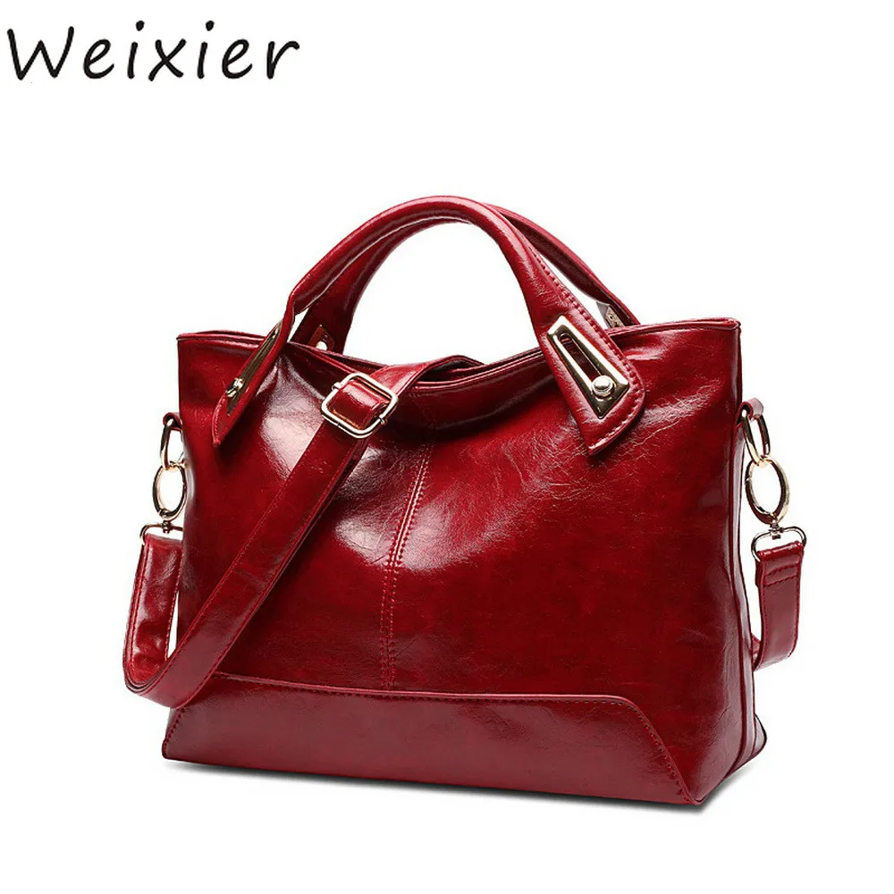 

Women Oil Wax Leather Designer Handbags High Quality Shoulder Bags Ladies Handbags Fashion brand PU leather women bags NA-62