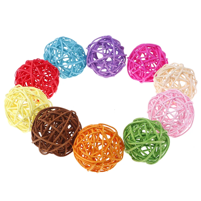 

10Pcs/lot 5cm Rattan ball Home Ornament Supplies Christmas Decor Artificial Straw Ball For Birthday Party Wedding Decoration