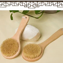 Ванна кисти деревянная ручка натуральной щетины средней длины ручка деревянная Душ Тело Ванна кисти Круглая Голова Ванна аксессуар