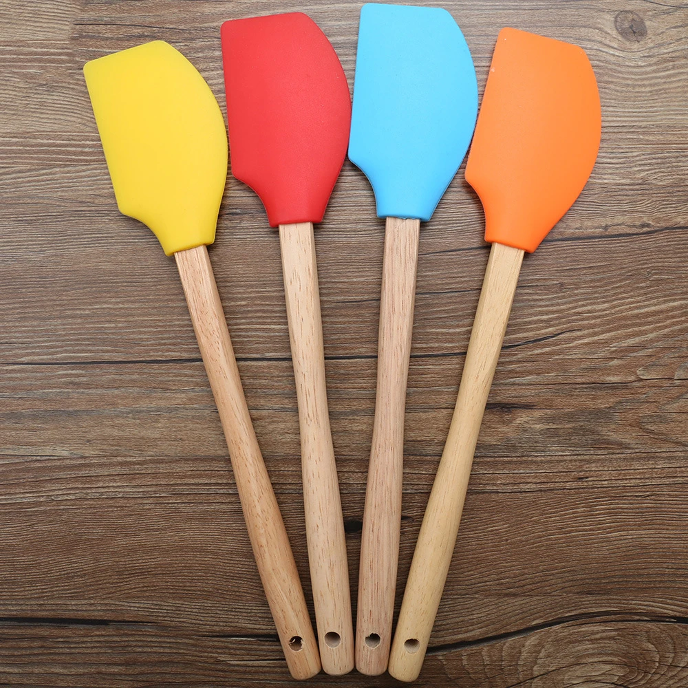12 inch Non stick Silicone Spatula with Wooden Handle for Baking Pastry