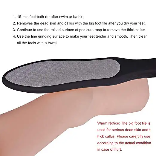 Arquivo de pé Removedor de Cutícula de Aço Ferramenta de Remoção de Pele Grande Ferramentas Double Side Lima pé Pedicure Callous Inoxidável Dura 3 Beleza e saúde