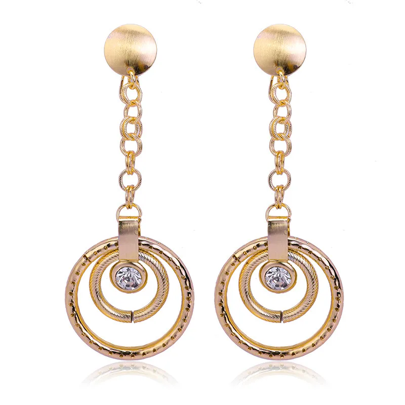 

Classic Elegant Long Earrings For Women Fashion Geometric Crystal Gold Color Water Drop Earring Brincos Bijoux Jewelry