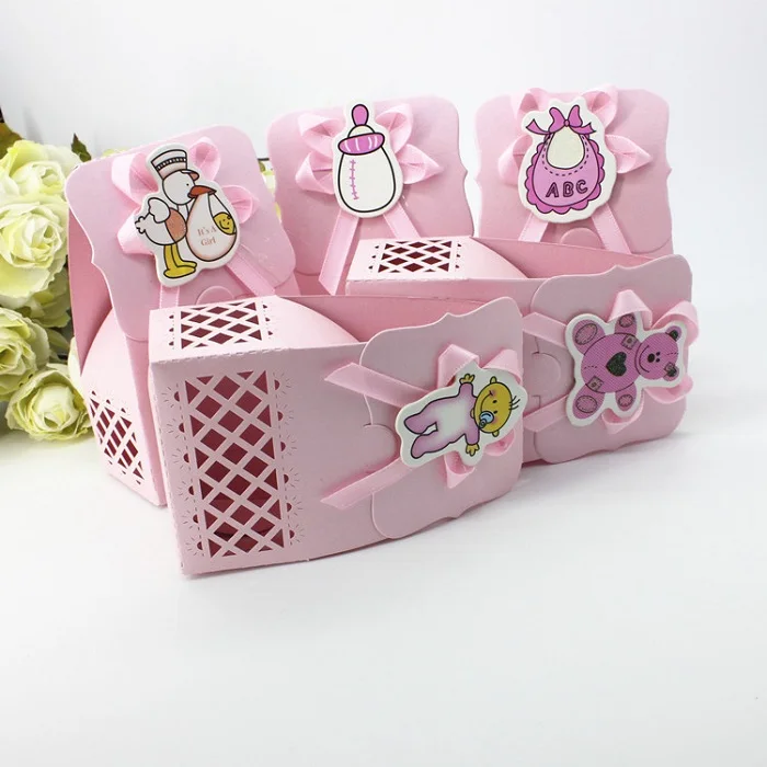 

festival supplies candy box bag chocolate paper gift package for Birthday Wedding Party favor DIY pink/blue nursing bottle Wh
