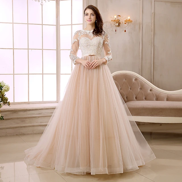 Royal Designer long sleeve backless see through bodice ...