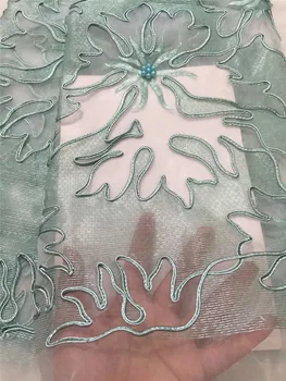 

Pretty flowers French Nigerian Laces Fabrics with beads High Quality African Laces Fabric Wedding Tulle Lace BZL-10159