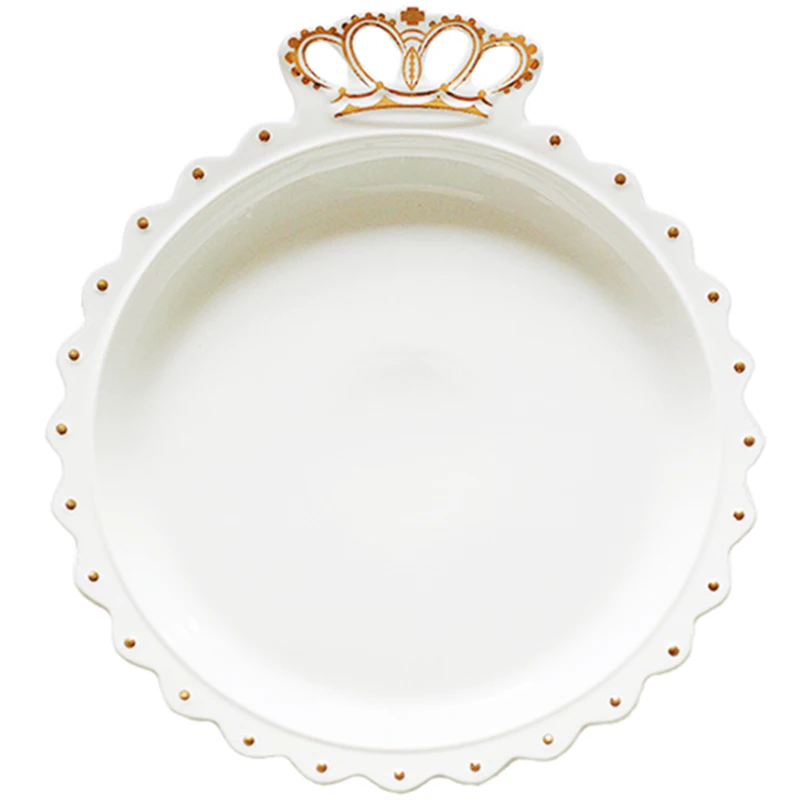 

European light luxury embossed lace crown Dishes Ceramic Western Plate steak creative breakfast dessert plates salad fruit Plato