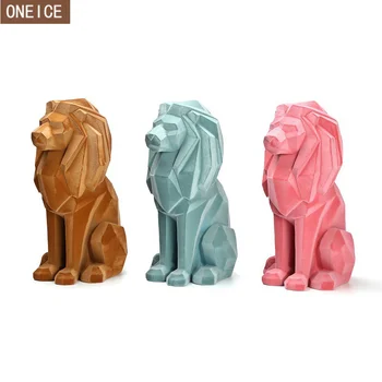 

new style Lion Resin Model Crafts Home Decoration Office Bar Sculpture Geometry Animals Abstract Art Deco Gifts free delivery