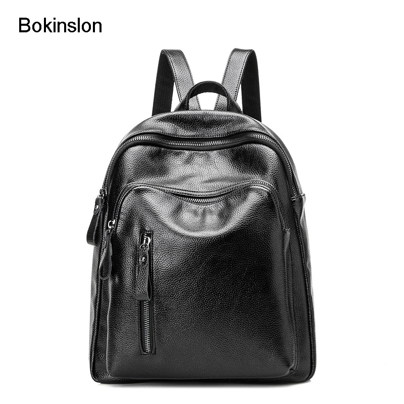 

Bokinslon Backpacks Woman Fashion PU Leather Popular ladies backpack Literature And Art Solid Color Female Travel Backpacks Bags