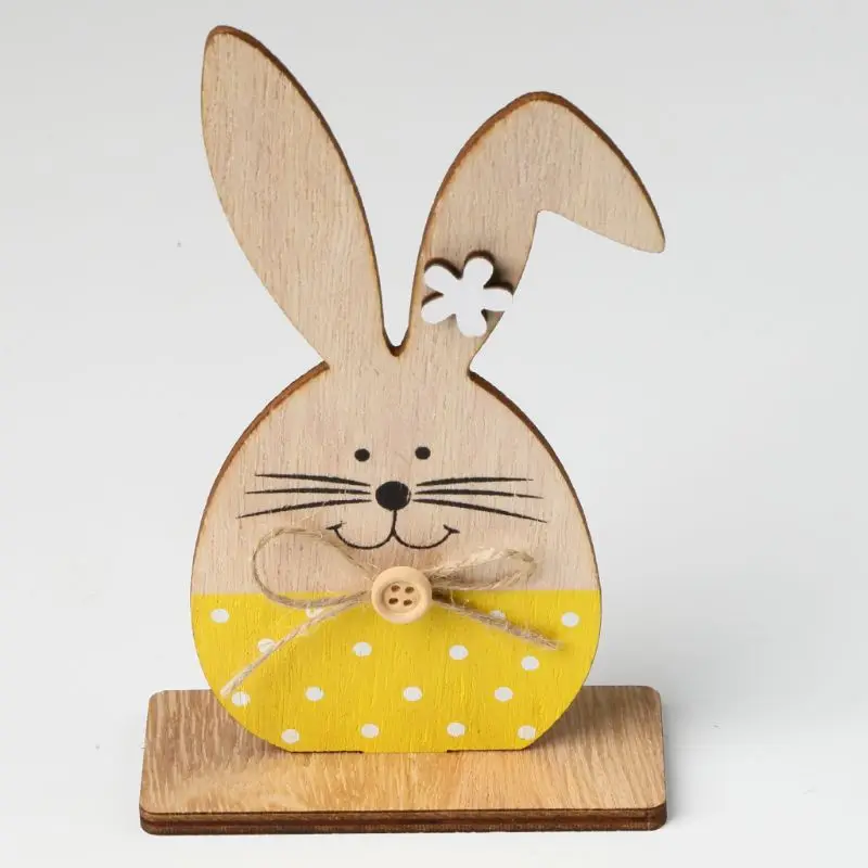 

2019 Easter Wooden Rabbit Egg Button Bunny Stand Ornament Party Home Decoration Supplies For Children Kids DIY Gift Crafts