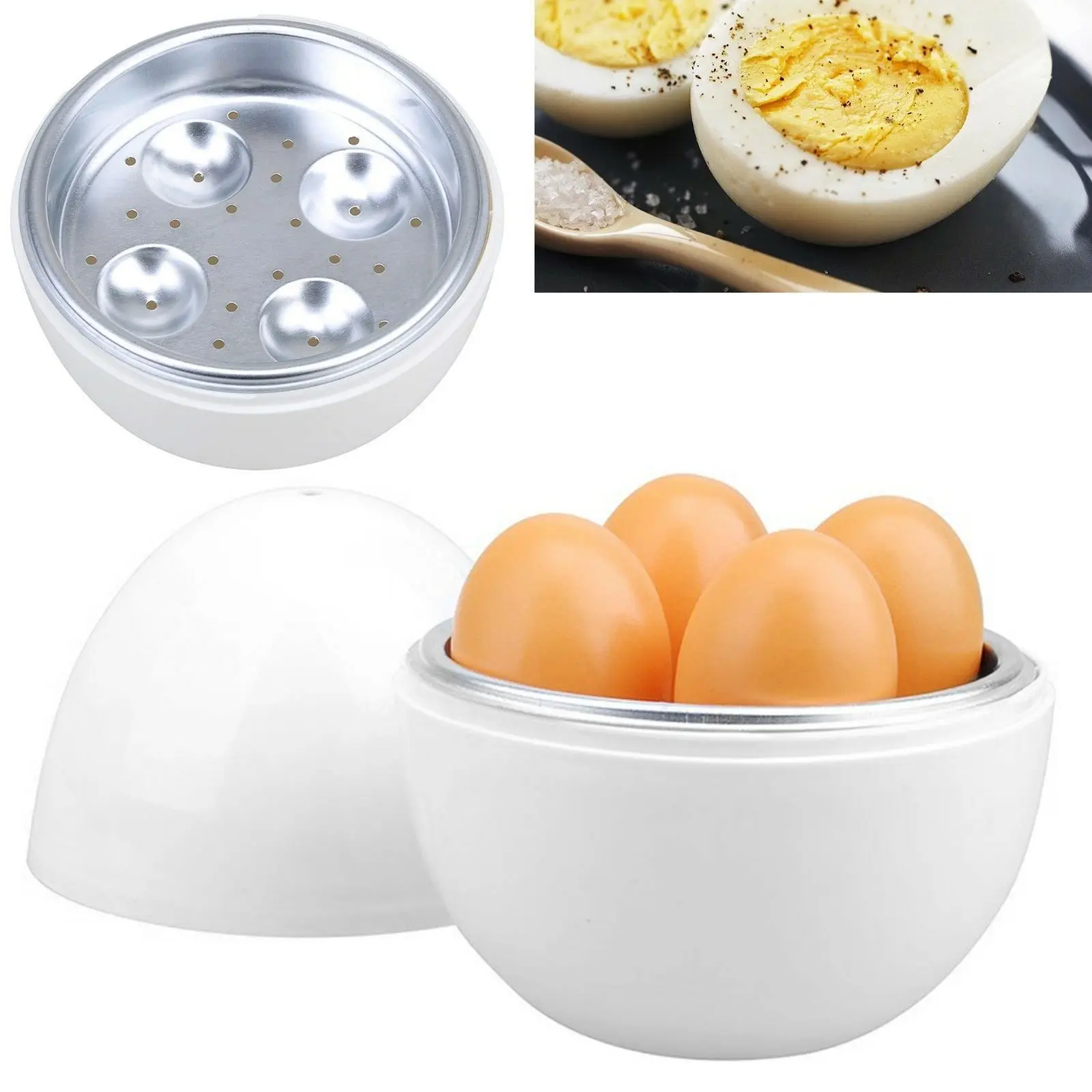 

4 Egg Poacher Breakfast Lunch Dinner Boiler Cooker Steamer NonStick