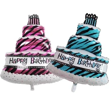 1 шт./партия Большие размеры 100*68 см трехслойные воздушные шары в виде торта ко дню рождения алюминиевый воздушный шар из фольги с днем рождения шары с принтами воздушный шар