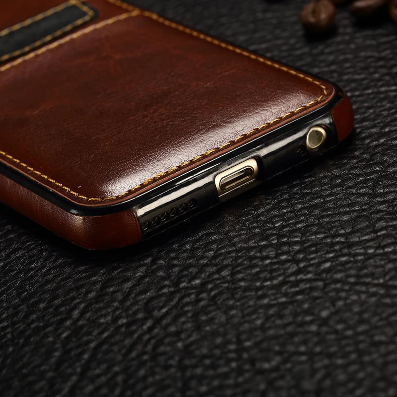 Роскошный Премиум PU кожаный Слот для карт мягкий резиновый чехол-Обложка для Apple iphone 6 6 S Plus 5s 5 SE чехол