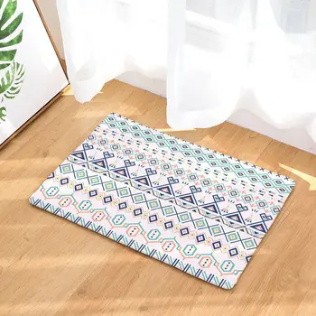 

Flannel Welcome Mats for Front Door Geometry Pattern Anti-slip Bathroom Carpet Rugs for Kitchen Living Room Doormats Home Decor