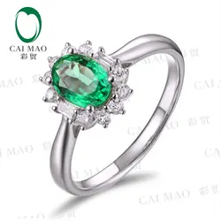 CaiMao 0.80ct натуральный изумруд 18KT/750 золото 0.28ct полный разрез алмаз обручальное кольцо ювелирные изделия драгоценный камень