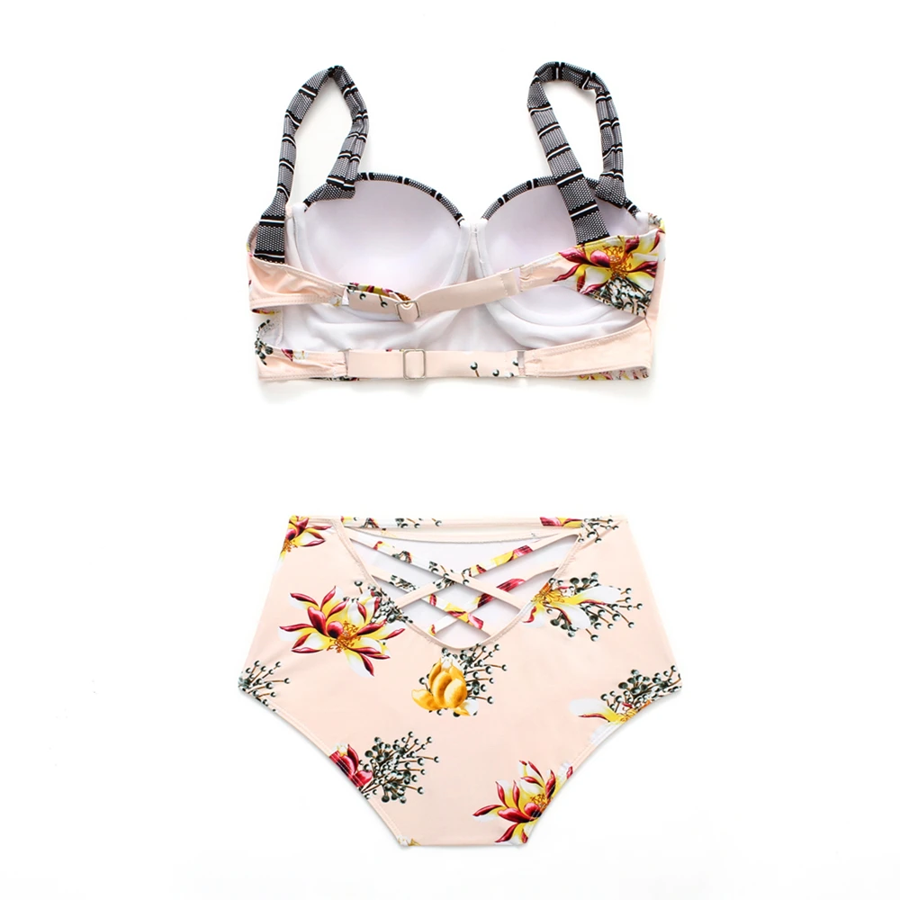 Женский купальник бандо бикини большого размера с пуш апом и высокой