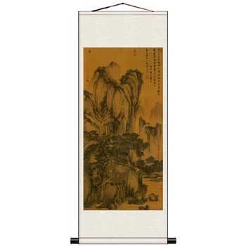 

#002 Tang Bohu Tangyin Landscape Figure Painting Scroll Painting Ancient Calligraphy Decorative Painting Silk Painting