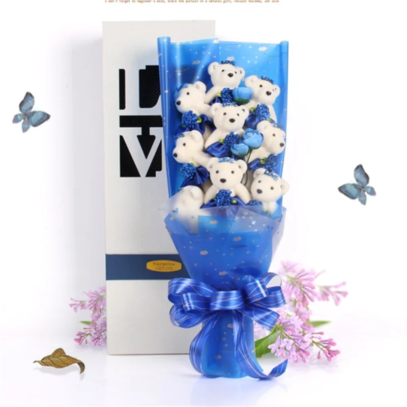 NEW Handmade Wedding bridal bouquet Soft Plush Toy Bouquet Teddy Bear