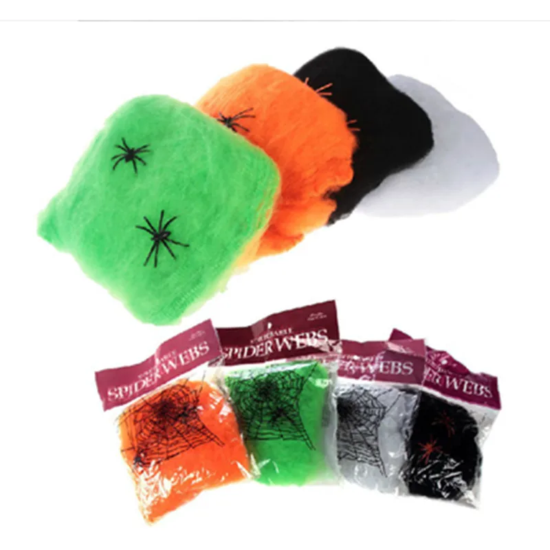 Cosplay&ware Halloween Scary Party Scene White Stretchy Cobweb Spider Web Horror Decoration Bar Haunted -Cosplayware Store