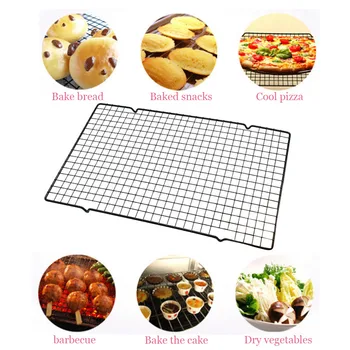 

2020 Non-stick BBQ Grill Mat Barbecue Baking Steel Wire Grid Cool Rack BBQ Cake Safe Oven Kitchen Baking Tools Reusable New #10%