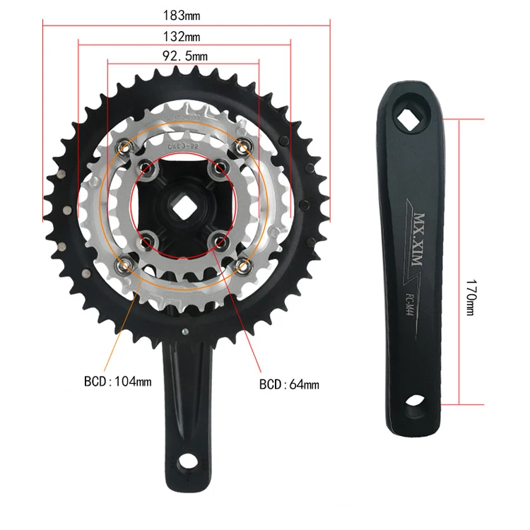 Mi. Xim 7/8/9 скорость горный велосипед колеса цепи 22T 32T 44 т шатун со звездочками для велосипеда велосипед велосипедный шоссейный велосипед Запчасти рукоятки BCD104/64