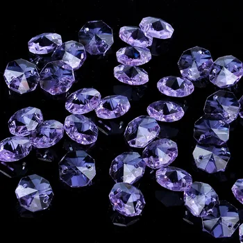 

100pcs 14mm Faceted Octagon Glass Crystal with 2 Holes Chandelier DIY Handmade Jewelry Accessories Beads Curtain Wedding Decor