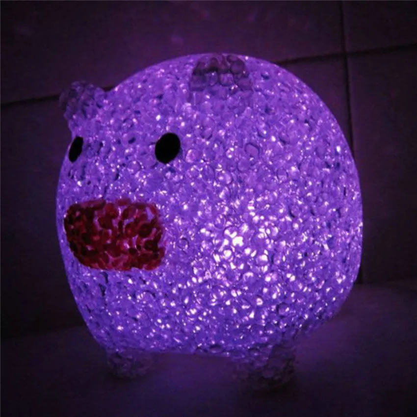 1 шт. Кристалл Красочные свинья ночник электронные праздничные подарки детская кровать настольная лампа с Сухой батарея