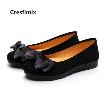 

Cresfimix chaussures plates femmes women fashion light weight soft comfortable dance shoes lady black casual flat shoes c3225