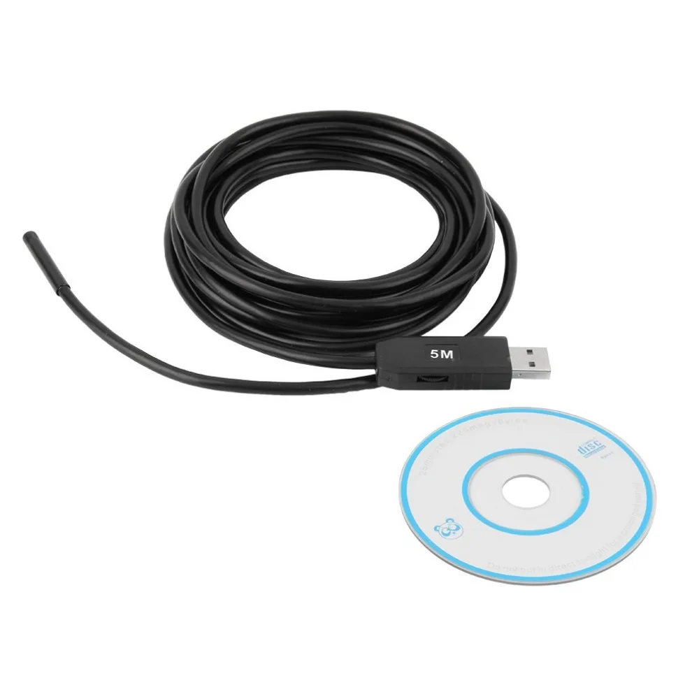 

5M 5.5mm Lens Rigid Cable USB Inspection Mini Camera Snake Tube IP67 Waterproof Endoscope with 6 LED Borescope for PC Android