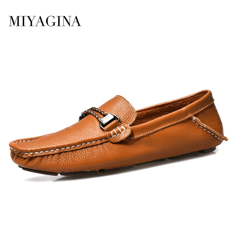 

MIYAGINA 100% Genuine Cow leather Mens Loafers Spring Summer Fashion Handmade Moccasins Soft Leather Slip On Men's Shoes