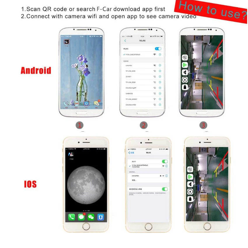 Car wireless rear camera For BMW X1 X3 2011 2012 2013 car Night Vision reversing cam HD CCD night v