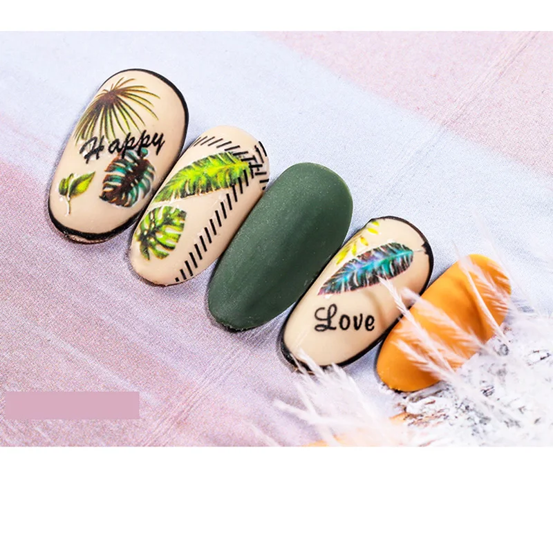 1 лист 3D персональные водяные наклейки для ногтей художественные наклейки цветной цветок с зеленым листком на ногтях одуванчиков Наклейки Маникюр Z078
