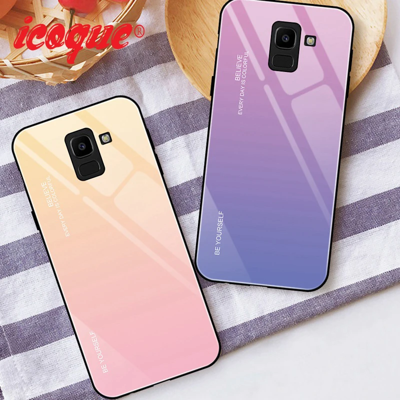 

icoque Tempered Glass Case For Samsung S8 S9 Plus Case Luxury Cover For Samsung Note 8 9 A5 A7 2017 A6 A8 J4 J8 Plus 2018 Coque