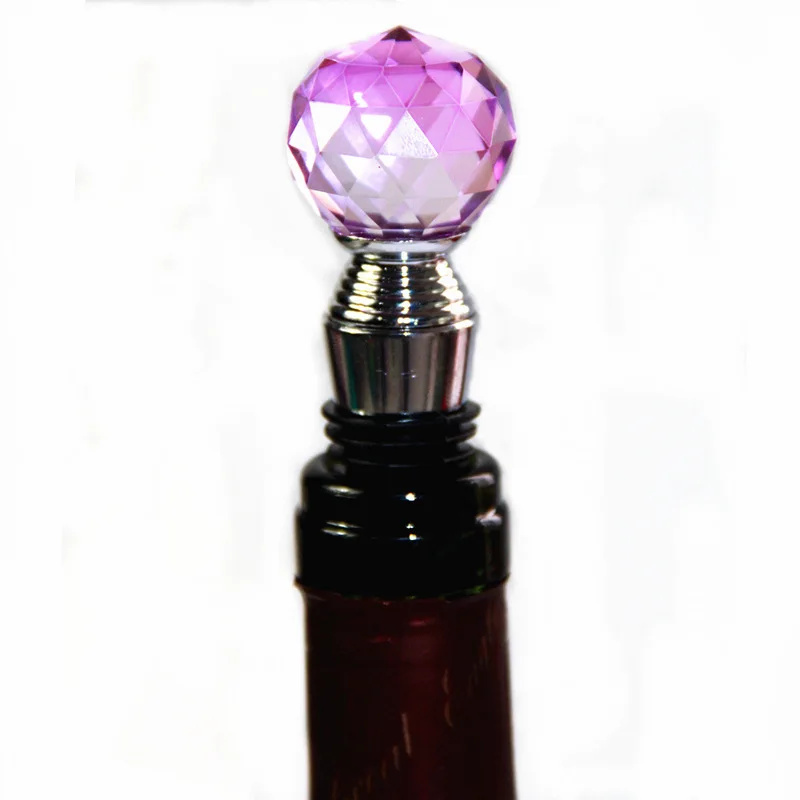1PCS Purple Crystal Glass Cork Various Wine Cork Corkscrew Wine Bottle