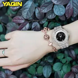 YAQIN горный хрусталь браслет кварцевые часы женские элегантные алмаз Роскошные наручные часы Для женщин лучший бренд часы Relogio Feminino