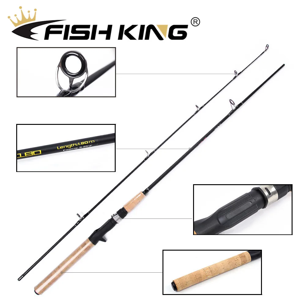 FISH KING 24 T углеродная удочка для заброса приманки 1,8 м 2,1 М 2,4 М 2,7 м 2 секции Приманки Вес 5-25гр Приманка Удочка для путешествий