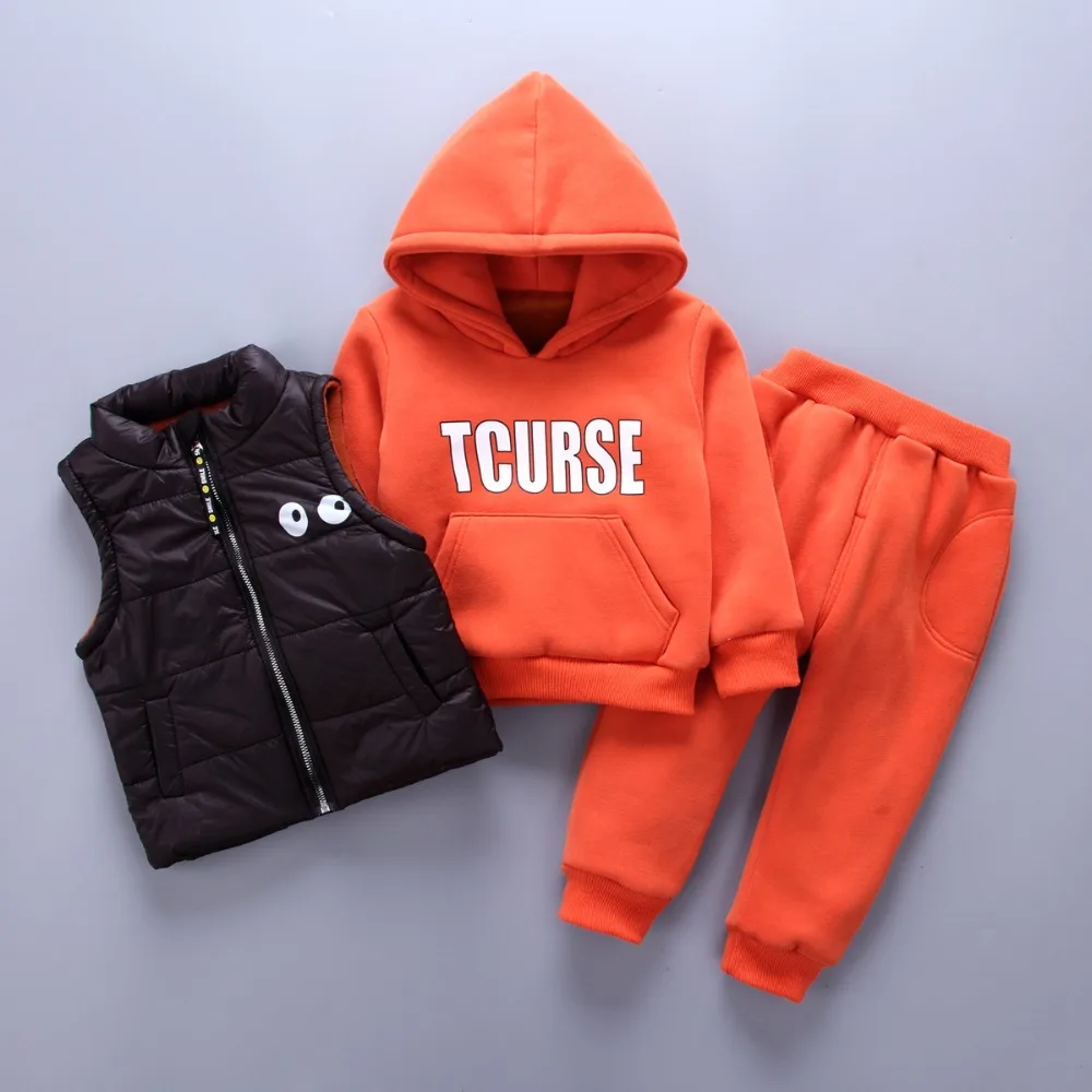 BibiCola boys winter clothing set children kids 3pcs sport suits for