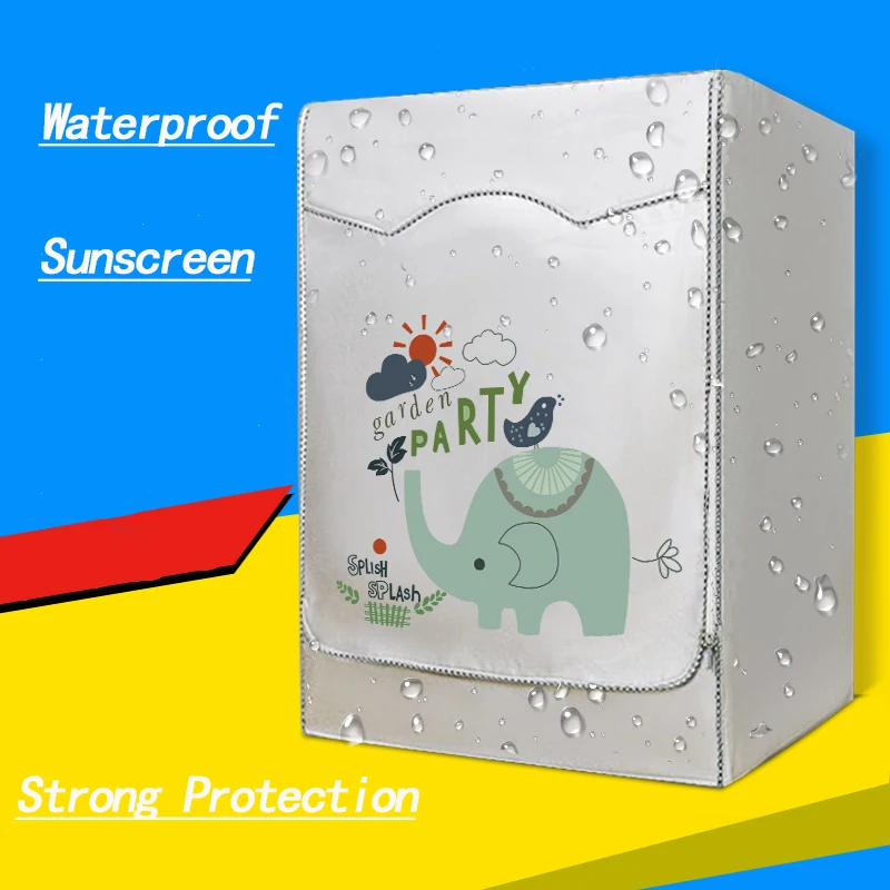 

SRYSJS Washing Machine Cover Elephant Pattern Silver Coating Cloth Home Sunscreen Laundry Dryer Polyester Automatic Roller Dust