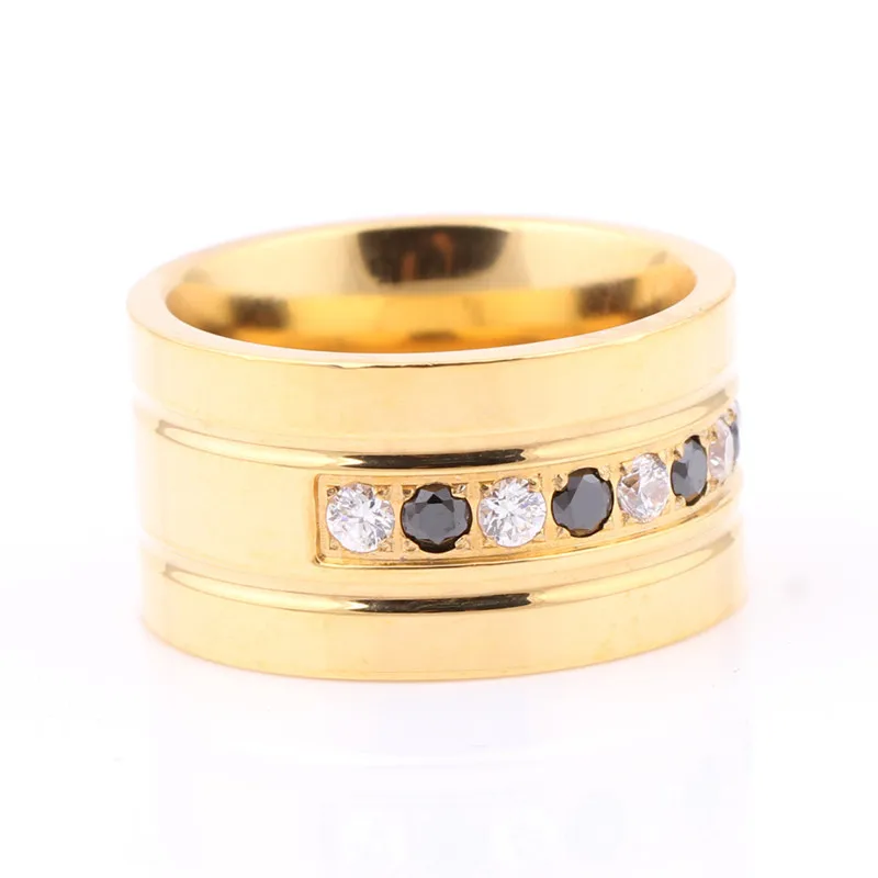 Modyle Two Color 316L Stainless Steel CZ Zircon Channel Setting Ring For Women Birthday gift