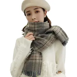 Женский зимний шарф корейской версии Британский клетчатый шарф утолщенные длинные винтажная клетчатая шаль шарф