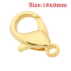 Elegant Metal Lobster Clasp Collection in Gold, Silver, and Black (Gold 18x9mm 30pcs)