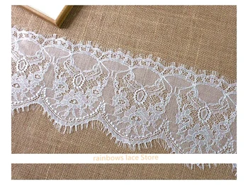 

6 meters /lot 15 cm wide Eyelash Lace Fabric DIY Decorative High Quality Soft Off White Bride veil Wedding Skirt splicing trim