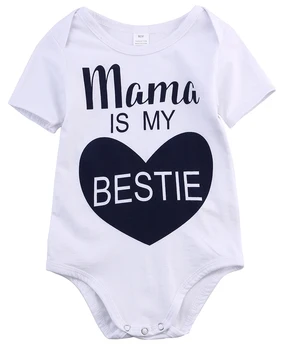 

Infant Baby Girl Clothes Cotton Rompers O Neck Short Sleeve Newborn Jumpsuit Mama Prints Sunsuit Clothes