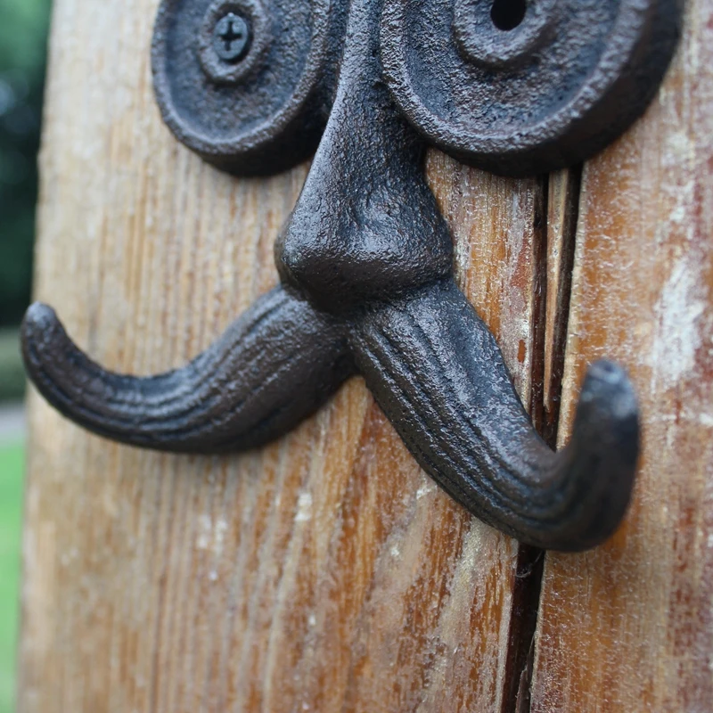 Европейский Винтаж Милый старый человек с длинными усами дизайн домашний сад Декор чугунный настенный крючок