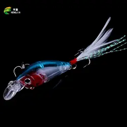 HENGJIA 1 шт. 4,5 см 4G Рыбалка заводные приманки мини Crankbait 3D рыбий глаз искусственные приманки с пером реалистичные подделка