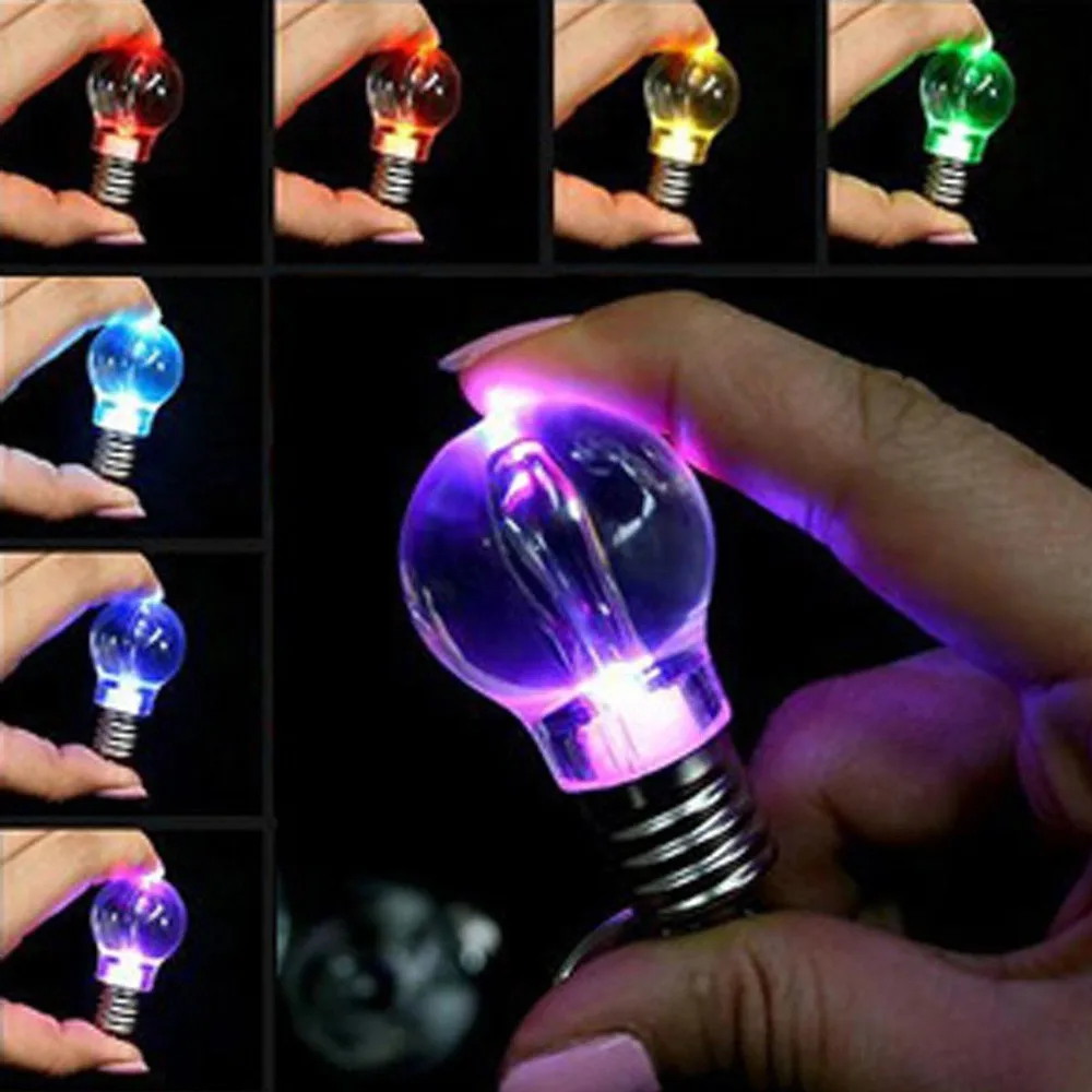 

Car Auto New Mini Cute Key Chain Touch 7 Color Changing LED Light Lamp Bulb Keychain Toy Vehicle Car-styling p# dropship