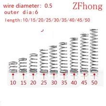 50 шт. диаметр проволоки 0,5 мм OD 6 мм из нержавеющей стали, микро небольшой пружина сжатия Длина 10 мм-50 мм