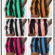 Новая акция, мужские пляжные шорты, Летний полосатый принт, пляжная одежда, крутой пояс, купальный костюм, мужские купальные шорты