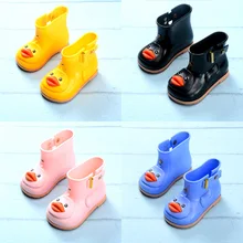 Детская Милая непромокаемая обувь с изображением утки для мальчиков и девочек; резиновая обувь с героями мультфильмов; прозрачная обувь; детская водонепроницаемая обувь; яркие цвета; нескользящая непромокаемая обувь; SAP34
